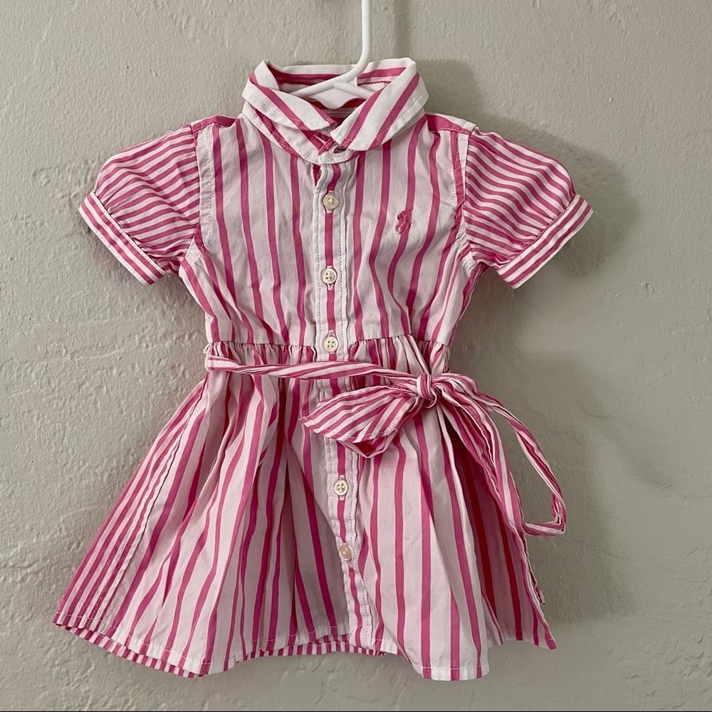 Ralph Lauren girls pink stripe dress with bloomers